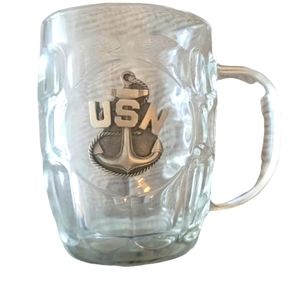 Luminarc NAVY glass mug w pewter emblem